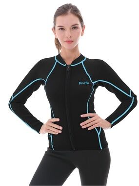 Goldfin Long Sleeve Neoprene Wetsuit Jacket Women’s Size XL Black 2mm Neoprene